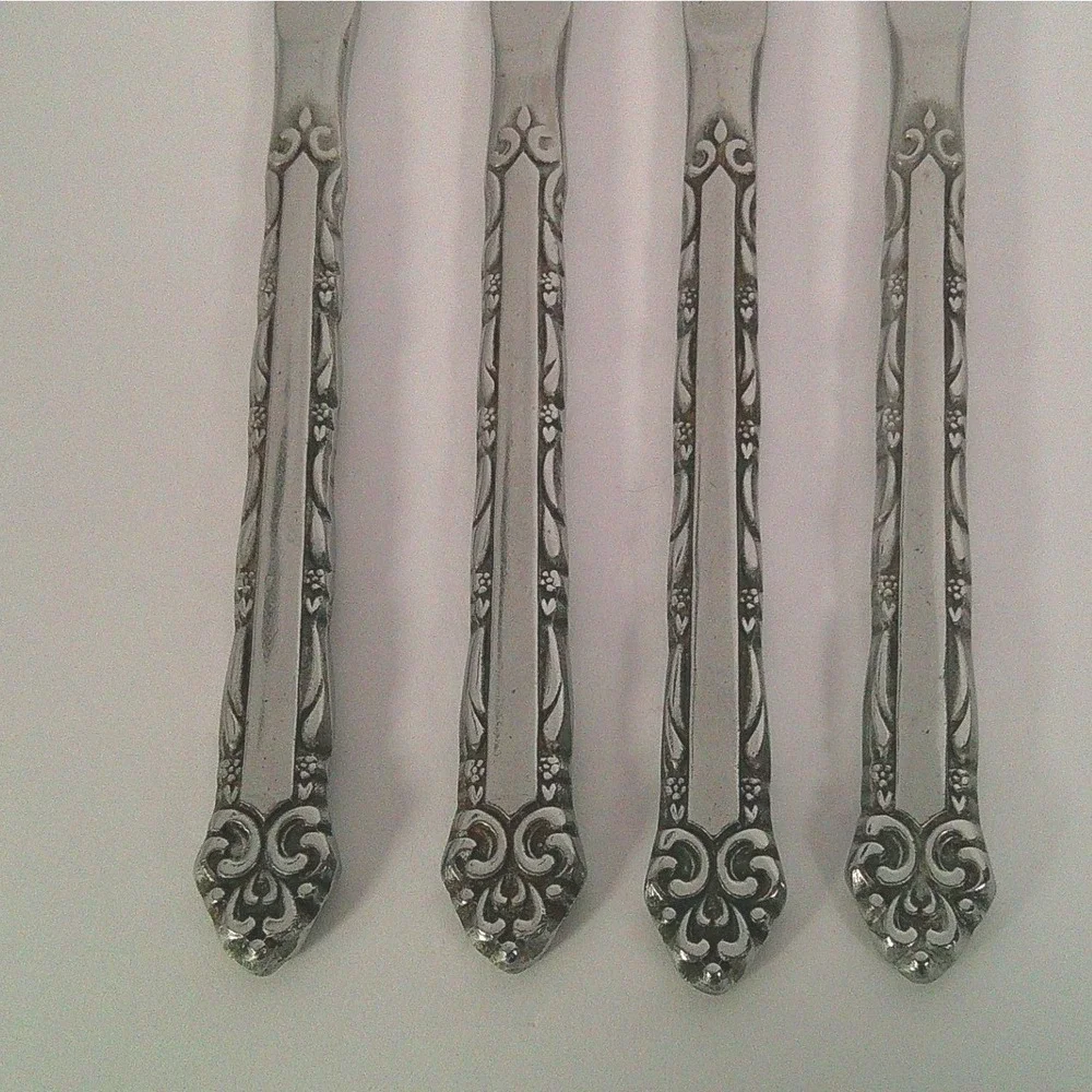 Ekco Eterna‎ Stainless Steel Butter Knives Set of 4 Japan Vintage Floral Pattern
